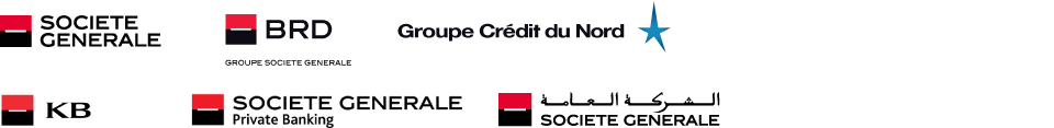 Logos : Societe Generale, BRD Groupe Societe Generale, Groupe Crédit du Nord, KB, Societe Generale Private Banking, Societe Generale in the Middle East.