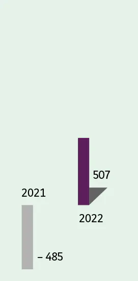  2021 : -485 2022 : 507