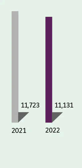  2021 : 11,723 2022 : 11,131