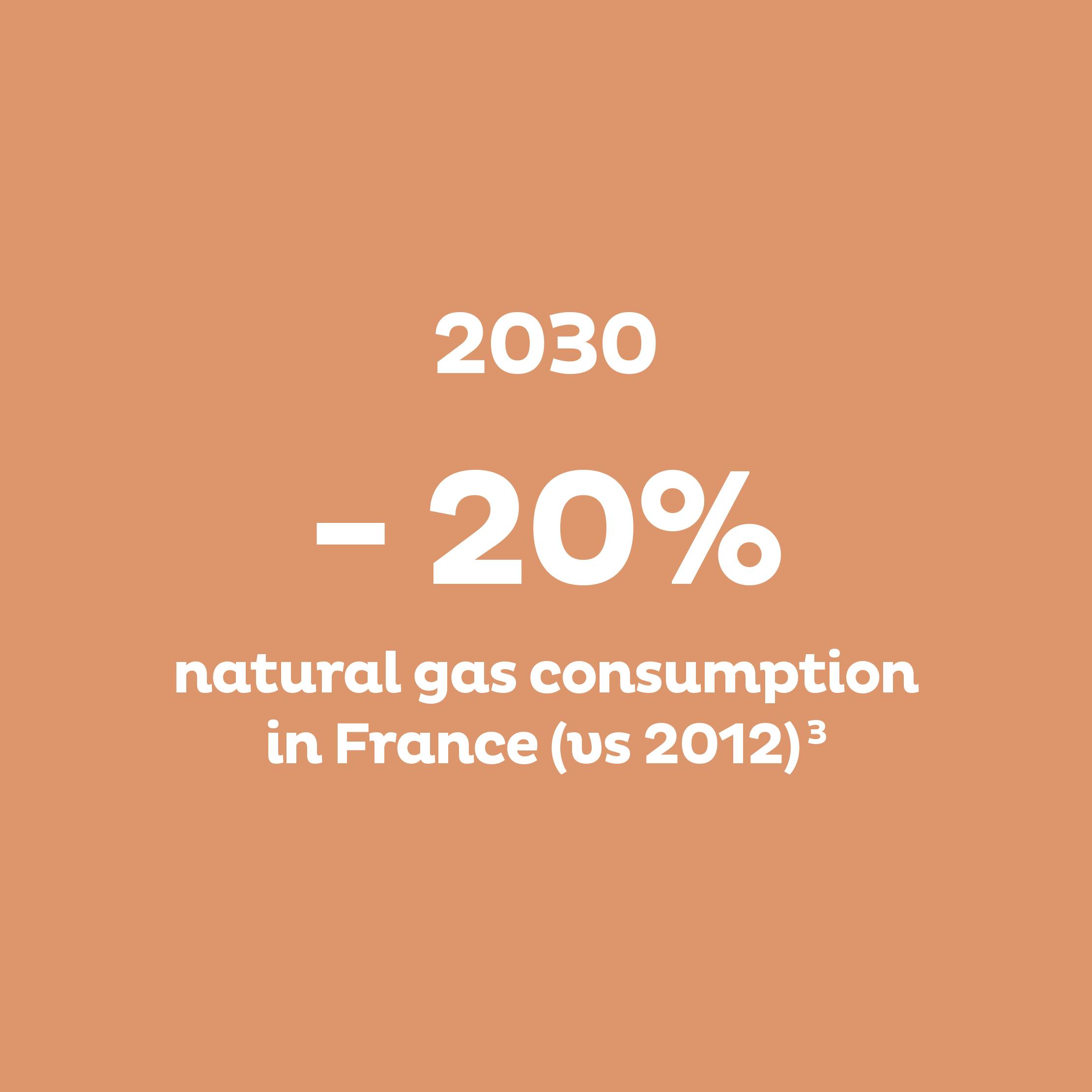 2030 : –20% natural gas consumption in France (vs 2012)3