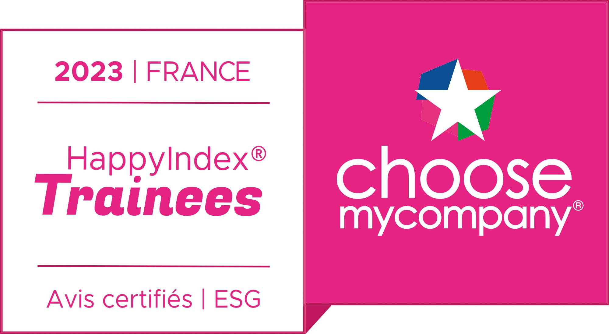 2023 France, HappyIndex Trainees, Avis certifiés ESG, logo choose mycompany