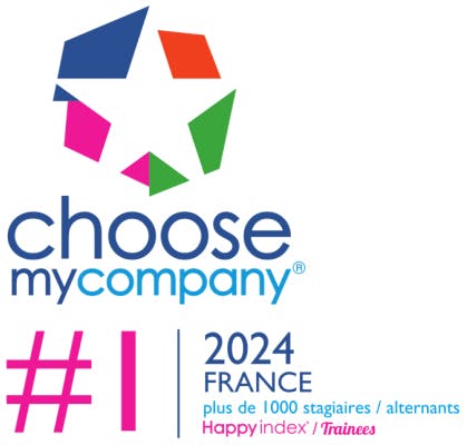 Choose my company, number one, 2024 France, In the 1000+ work-study trainees and internes category, Happyindex / Trainees.