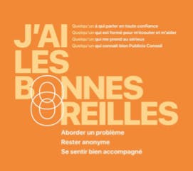 Cette image représente le rôle des bonnes oreilles. Aborder un problème. Rester anonyme. Se sentir bien accompagné.