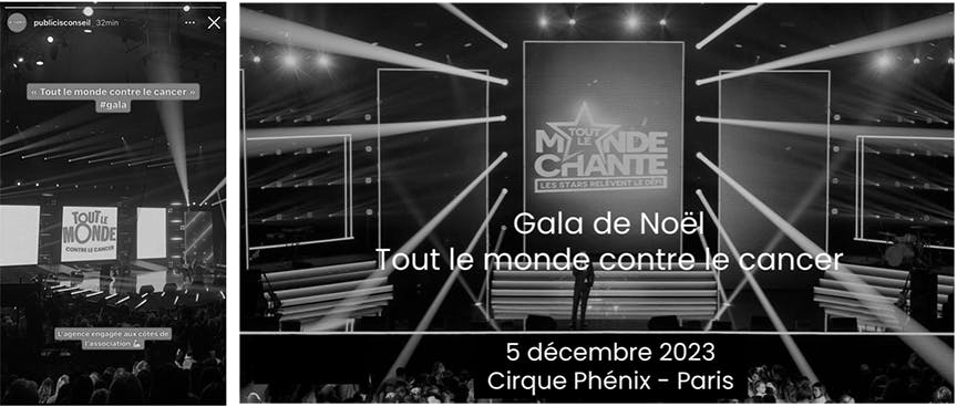 Cette image montre un cliché du Gala de Noël de l’association tout le monde contre le cancer. 5 décembre 2023. Cirque Phénix - Paris.