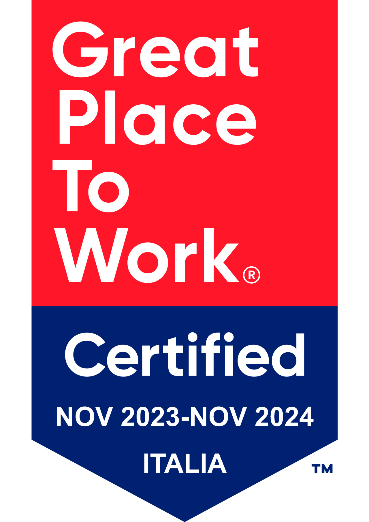 Great place to work, Certified Nov 2023-Nov 2024 Italia