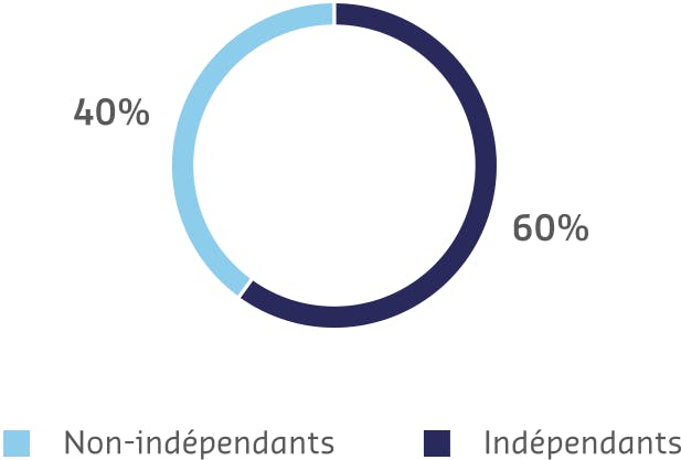 Non-ind&eacute;pendants:"40%" ,  Ind&eacute;pendants:60%